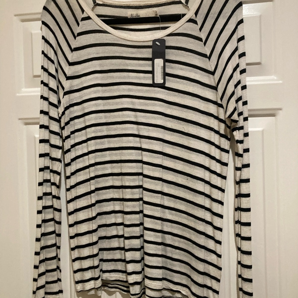 White and cream stripe long sleeve shirt